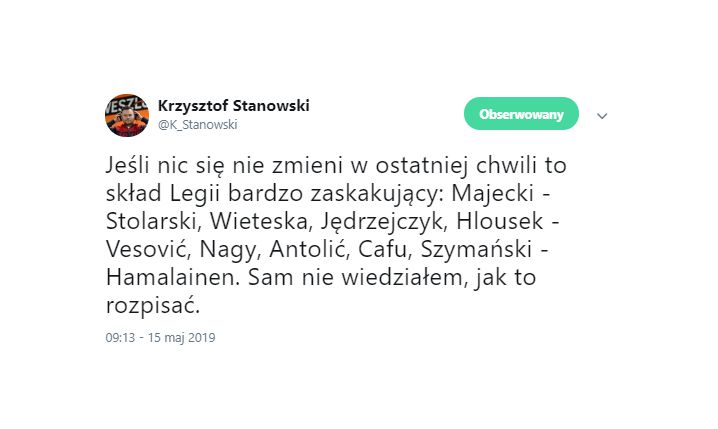 ZASKAKUJĄCY skład Legii na mecz z Jagą!